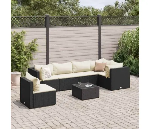 Sodo Komplektas Su Pagalvėlėmis, 7 Dalių, Juodas, Poliratanas