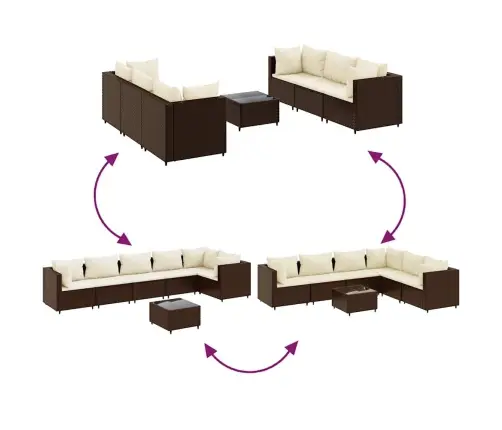 7-Daļīgs Dārza Atpūtas Mēbeļu Komplekts, Brūna Pe Rotangpalma Vidaxl