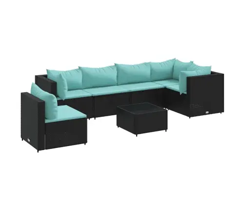 7-Osaline Aiamööbli Komplekt Patjadega, Must, Polürotang