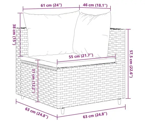 7-Osaline Aiamööbli Komplekt Patjadega, Must, Polürotang