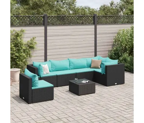 7-Osaline Aiamööbli Komplekt Patjadega, Must, Polürotang