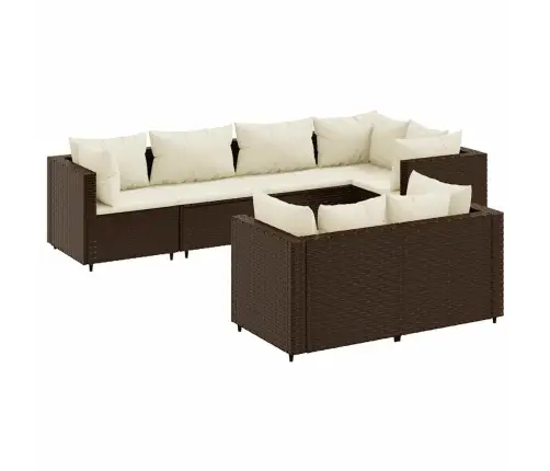 7-Daļīgs Dārza Atpūtas Mēbeļu Komplekts, Brūna Pe Rotangpalma Vidaxl