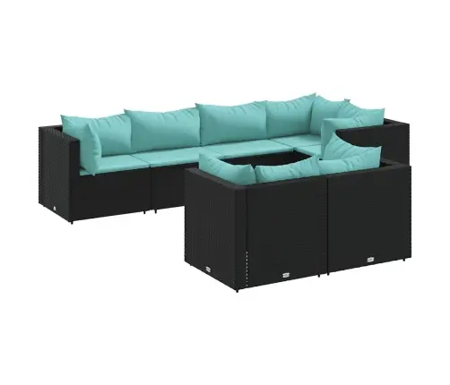 Sodo Komplektas Su Pagalvėlėmis, 7 Dalių, Juodas, Poliratanas