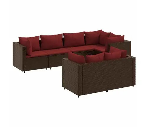 7-Daļīgs Dārza Atpūtas Mēbeļu Komplekts, Brūna Pe Rotangpalma Vidaxl