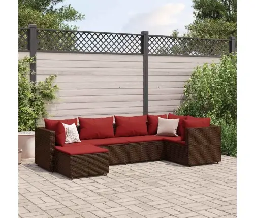 Sodo Komplektas Su Pagalvėlėmis, 6 Dalių, Rudas, Poliratanas