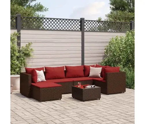 7-Osaline Aiamööblikomplekt Patjadega, Pruun, Polürotang