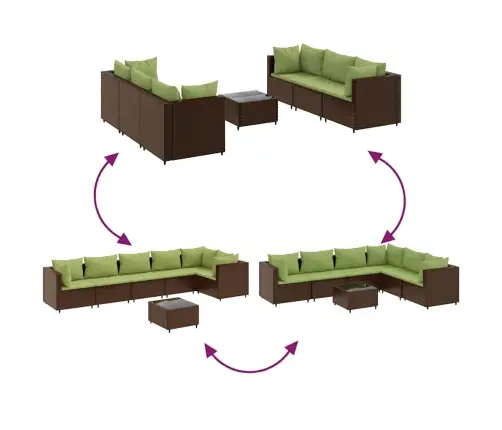 7-Daļīgs Dārza Atpūtas Mēbeļu Komplekts, Brūna Pe Rotangpalma Vidaxl