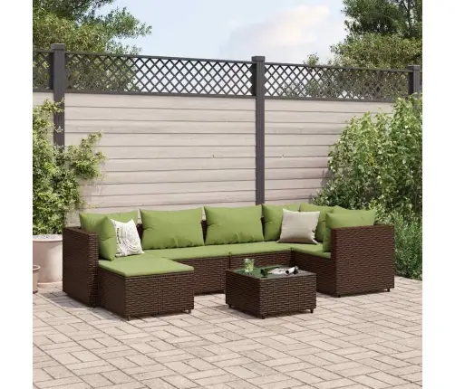 7-Daļīgs Dārza Atpūtas Mēbeļu Komplekts, Brūna Pe Rotangpalma Vidaxl