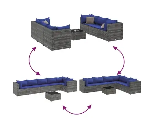 7-Daļīgs Dārza Mēbeļu Komplekts Ar Matračiem, Pe Rotangpalma Vidaxl