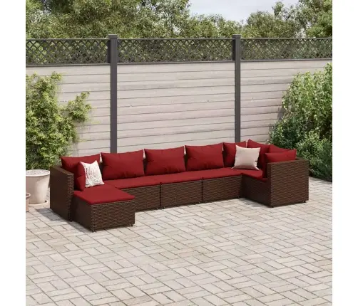 Sodo Baldų Komplektas Su Pagalvėlėmis, 7 Dalių, Rudas