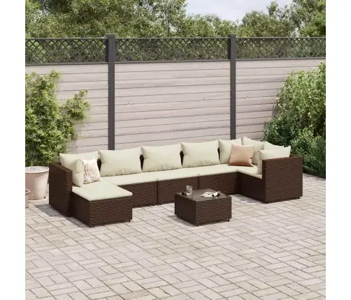 8-Osaline Aiamööbli Komplekt Patjadega, Pruun, Polürotang