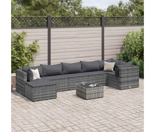 8-Daļīgs Dārza Atpūtas Mēbeļu Komplekts Ar Matračiem, Pelēks Pe Vidaxl