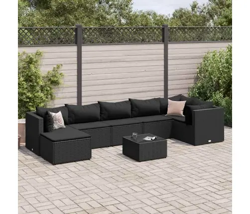 Sodo Komplektas Su Pagalvėlėmis, 8 Dalių, Juodas, Poliratanas