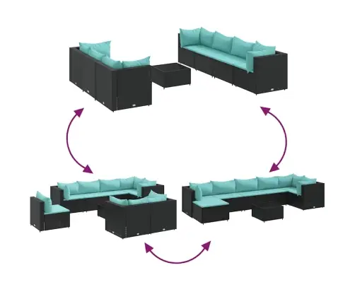 8-Daļīgs Dārza Mēbeļu Komplekts Ar Matračiem, Pe Rotangpalma Vidaxl