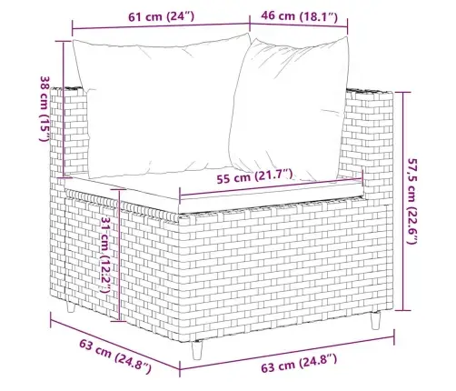 8-Osaline Aiamööbli Komplekt Patjadega, Pruun, Polürotang