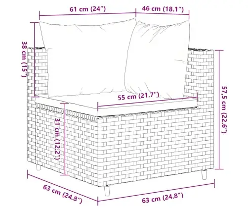 Sodo Komplektas Su Pagalvėlėmis, 6 Dalių, Juodas, Poliratanas