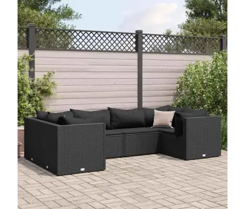 6-Daļīgs Dārza Atpūtas Mēbeļu Komplekts, Melna Pe Rotangpalma Vidaxl