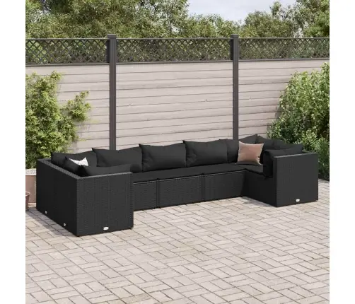 Sodo Komplektas Su Pagalvėlėmis, 7 Dalių, Juodas, Poliratanas