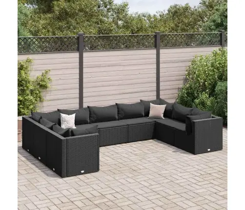 Sodo Komplektas Su Pagalvėlėmis, 9 Dalių, Juodas, Poliratanas