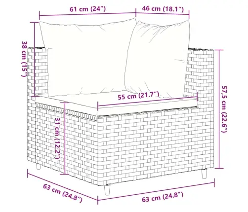 10-Osaline Aiamööbli Komplekt Patjadega, Must, Polürotang