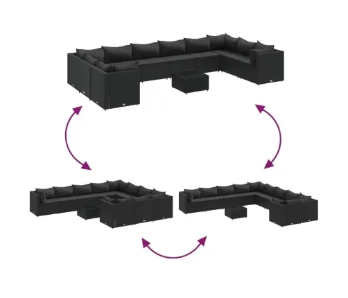11-Daļīgs Dārza Mēbeļu Komplekts Ar Matračiem, Pe Rotangpalma Vidaxl