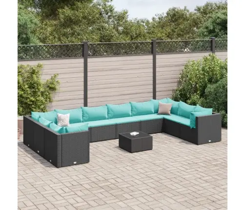 11-Daļīgs Dārza Mēbeļu Komplekts Ar Matračiem, Pe Rotangpalma Vidaxl