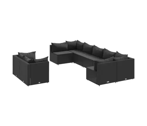 9-Daļīgs Dārza Dīvāna Komplekts, Matrači, Melna Pe Rotangpalma Vidaxl