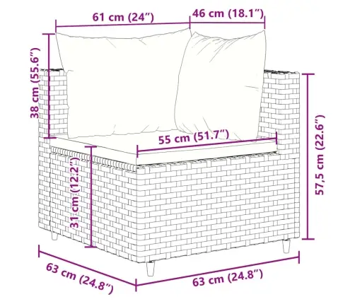9-Osaline Aiadiivani Komplekt Patjadega, Must, Polürotang