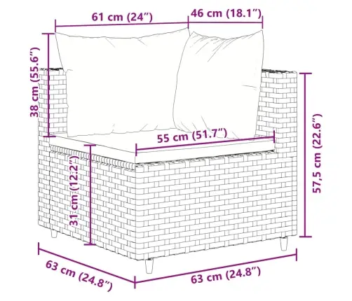 9-Osaline Aiadiivani Komplekt Patjadega, Must, Polürotang