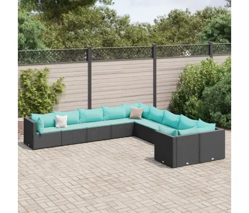 Sodo Komplektas Su Pagalvėlėmis, 10 Dalių, Juodas, Poliratanas