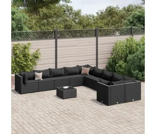 Sodo Komplektas Su Pagalvėlėmis, 11 Dalių, Juodas, Poliratanas