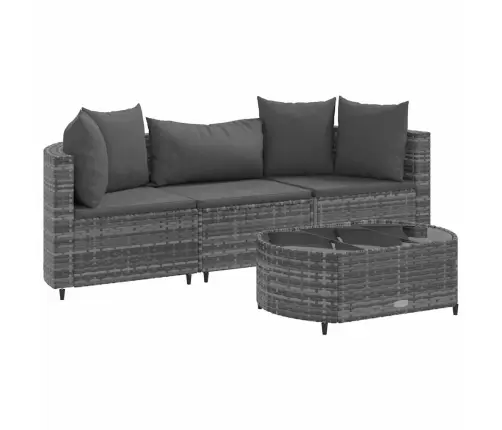 Sodo Komplektas Su Pagalvėlėmis, 4 Dalių, Pilkas, Poliratanas