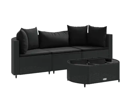 4-Osaline Aiadiivani Komplekt Patjadega, Must, Polürotang