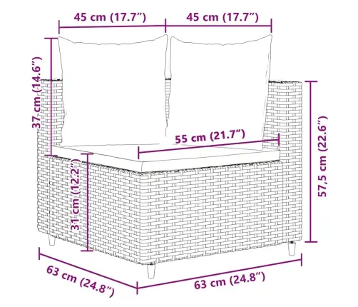4-Osaline Aiadiivani Komplekt Patjadega, Must, Polürotang
