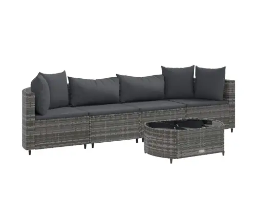 5-Daļīgs Dārza Dīvāna Komplekts Ar Matračiem, Pelēks Pe Pinums Vidaxl 5-Daļīgs Dārza Dīvāna Komplekts Ar Matračiem, Pelēks Pe Pinums Vidaxl