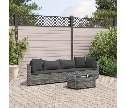 5-Daļīgs Dārza Dīvāna Komplekts Ar Matračiem, Pelēks Pe Pinums Vidaxl 5-Daļīgs Dārza Dīvāna Komplekts Ar Matračiem, Pelēks Pe Pinums Vidaxl