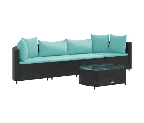 5-Daļīgs Dārza Dīvāna Komplekts Ar Matračiem, Pe Rotangpalma Vidaxl