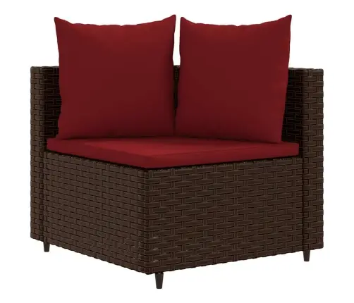 5-Daļīgs Dārza Dīvānu Komplekts, Matrači, Brūna Pe Rotangpalma Vidaxl