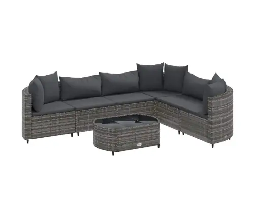 7-Daļīgs Dārza Dīvāna Komplekts, Matrači, Pelēka Pe Rotangpalma Vidaxl 7-Daļīgs Dārza Dīvāna Komplekts, Matrači, Pelēka Pe Rotangpalma Vidaxl