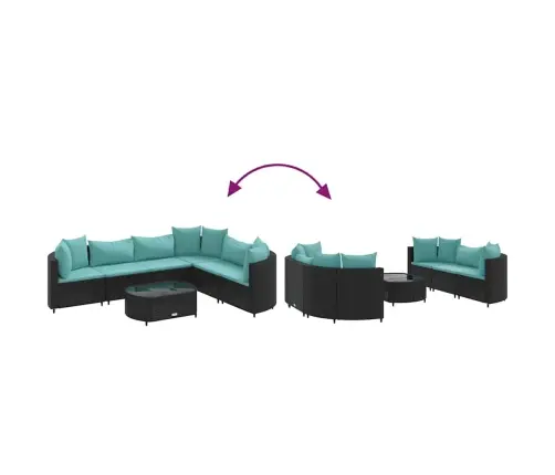 7-Daļīgs Dārza Dīvāna Komplekts Ar Matračiem, Melna Pe Vidaxl