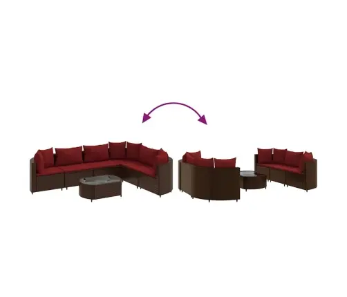 7-Osaline Aiamööblikomplekt Patjadega, Pruun, Polürotang