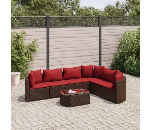 7-Osaline Aiamööblikomplekt Patjadega, Pruun, Polürotang