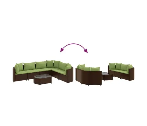 Sofos Komplektas Su Pagalvėlėmis, 7 Dalių, Rudas, Poliratanas