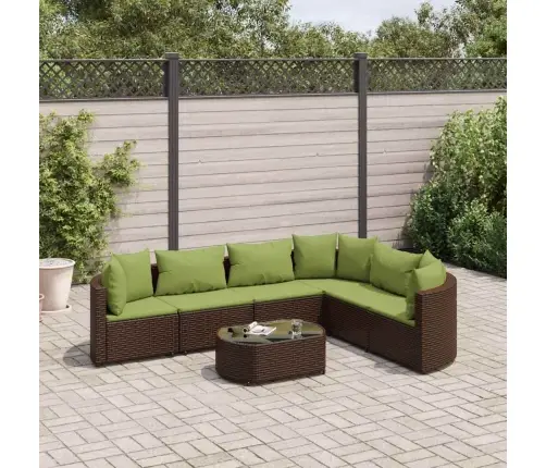 Sofos Komplektas Su Pagalvėlėmis, 7 Dalių, Rudas, Poliratanas