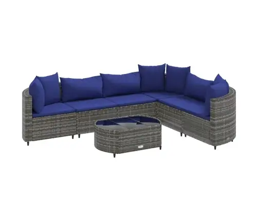 7-Daļīgs Dārza Dīvāna Komplekts, Matrači, Pelēka Pe Rotangpalma Vidaxl