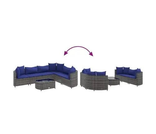 7-Daļīgs Dārza Dīvāna Komplekts, Matrači, Pelēka Pe Rotangpalma Vidaxl