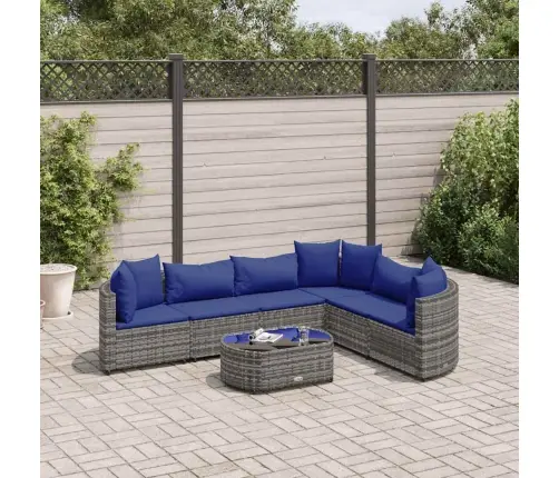 7-Daļīgs Dārza Dīvāna Komplekts, Matrači, Pelēka Pe Rotangpalma Vidaxl