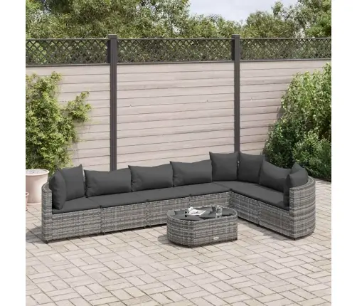 Sodo Komplektas Su Pagalvėlėmis, 8 Dalių, Pilkas, Poliratanas