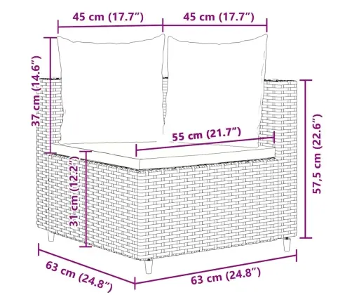8-Osaline Aiadiivani Komplekt Patjadega, Pruun, Polürotang