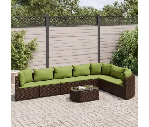 8-Daļīgs Dārza Dīvānu Komplekts, Matrači, Brūna Pe Rotangpalma Vidaxl